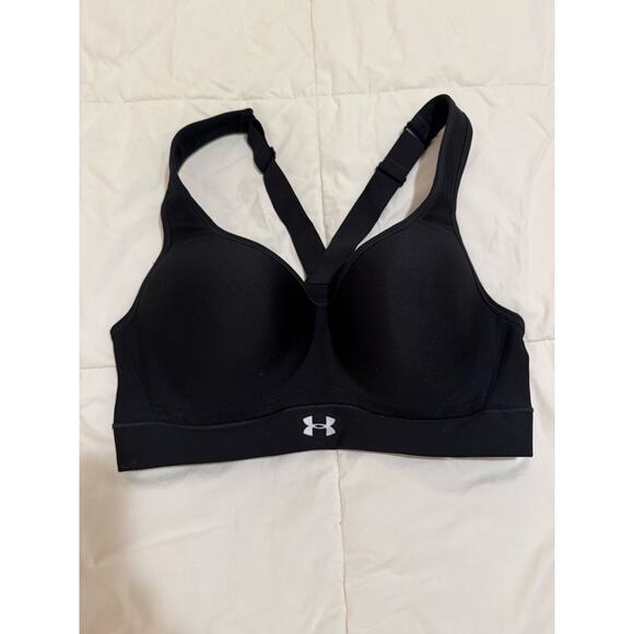 Under Armour High Support Crossback Black Sports Bra  Size 34C - Picture 1 of 4